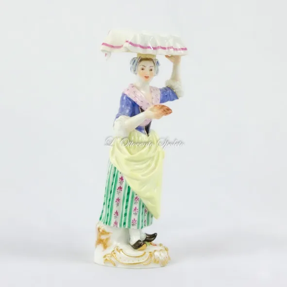 Statuina Meissen Donna con pane